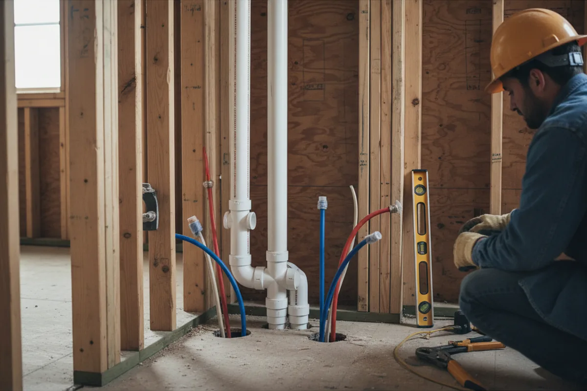 Drain and supply rough-in during Leak Detection in Leadville