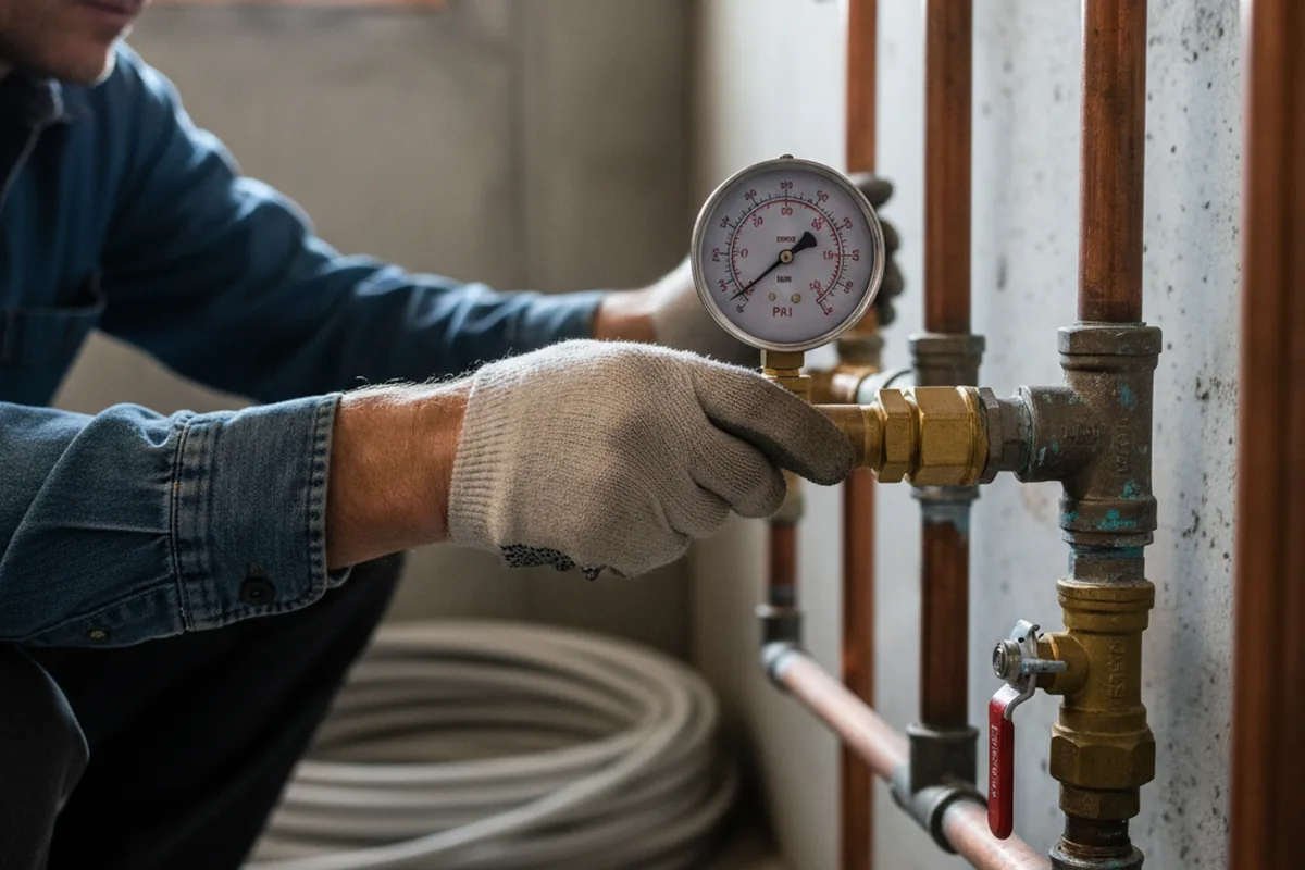 Pressure testing a repaired line during Water Line Repair in Leadville